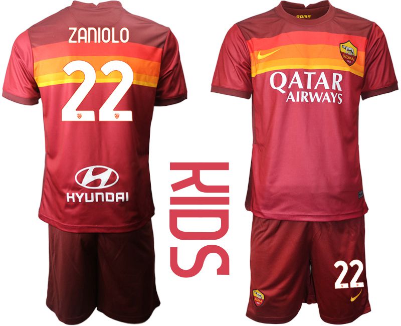 Cheap Youth 2020-2021 club AS Roma home 22 red Soccer Jerseys